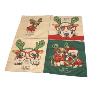 Deer Dog Throw Pillow Covers, 18x18” Set of 4. EUC